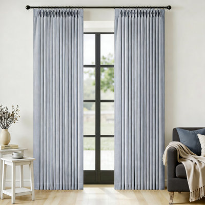 Pinch Pleated Thick Linen Curtains, Memory Trained Pinch Pleat Drapes With Back Tab And Hooks, Light Filtering Window Curtains For Living Room Bedroom, Set Of 2