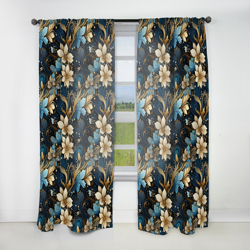 Rideau en velours glamour Industrial Chic Paisley II - 1 panneau, L 52 po x L 108 po