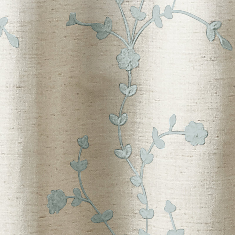 Jamison Floral Tailored Cafe Curtain, Aqua