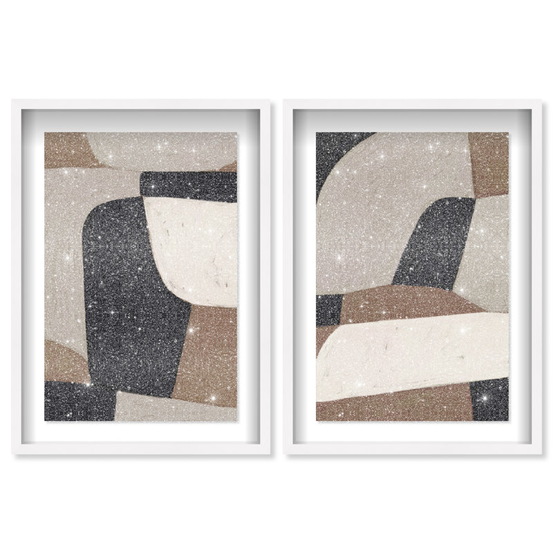 All The Way Set Shadowbox Abstract Print by Oliver Gal, Black Frame, 10 x 15, 31.5"H x 46.5"W, White Shadowbox