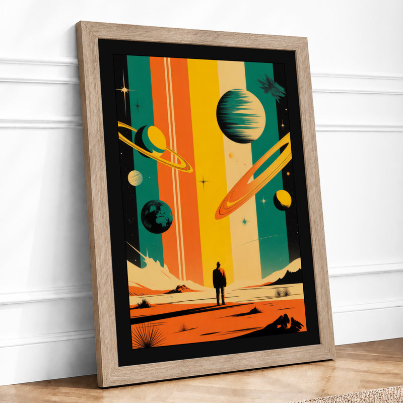 Desert Under Stars Retro - Framed Print, A1 - 84.1 x 59.4 cm, Oak