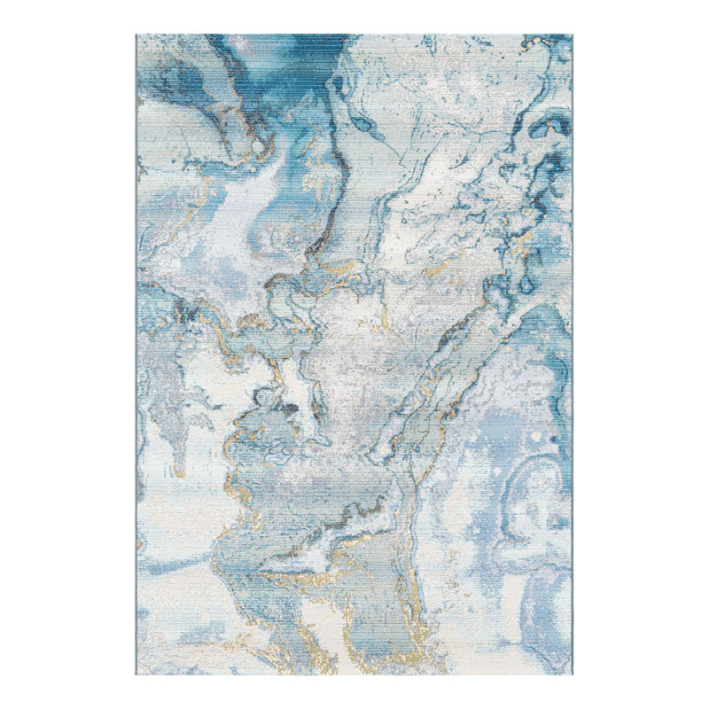 Tapis intérieur / extérieur en polypropylène tissé à la machine Keazia, Rectangle 6 pi 1 po x 9 pi