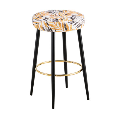 Tabouret de bar à hauteur de comptoir pour 2 personnes - Cuisine rembourrée avec repose-pieds doré. Idéal pour un îlot, un café, un bar ou un balcon. 24 pouces de hauteur. Pieds en métal noir classiques et à la mode. Solide.