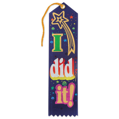 I Did It! Award Ribbon - 2" x 8" - Pack of 6