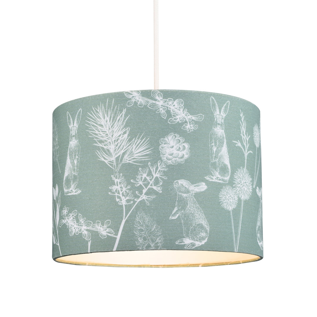 18cm H Cotton Blend Drum Lamp Shade ( Screw On ) in Green