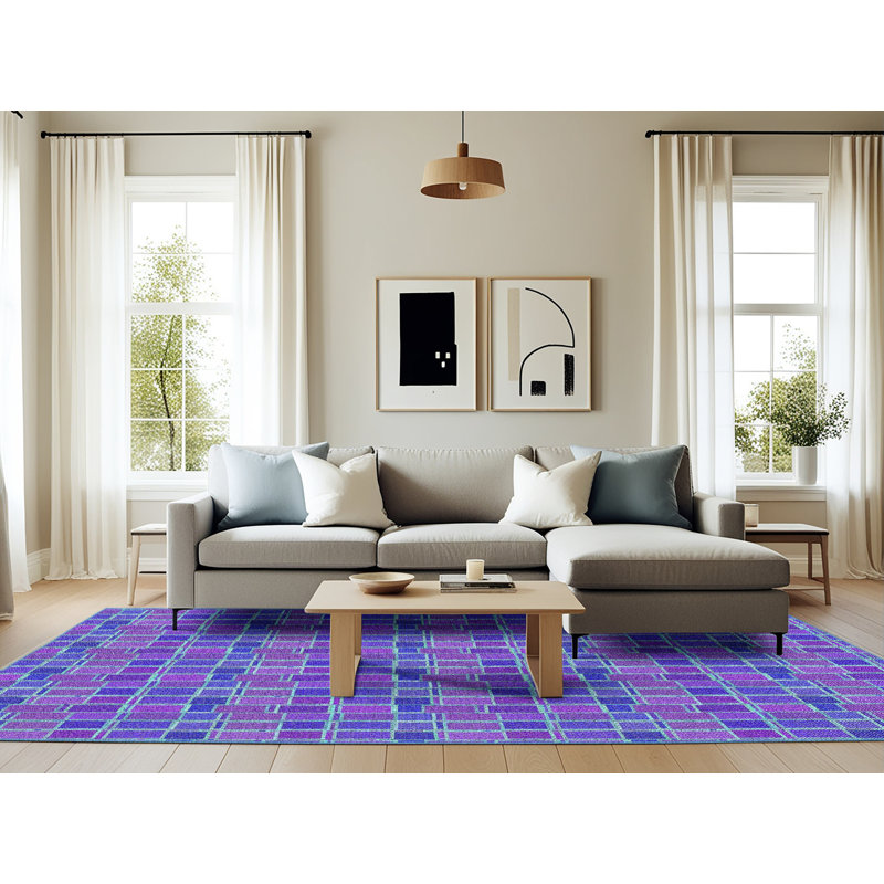 Tapis mauve / bleu Diezel, Rectangle 6 pi x 9 pi