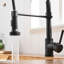 Robinet de cuisine rétractable en laiton noir, surface facile à nettoyer, eau stable et évier mat coulissant avec levier unique, sans fuites, installation, jet et fonction de pulvérisation