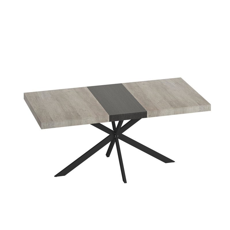 55.11'' -70.86"Retro Rectangular Stretch Dining Table, Gray/Black
