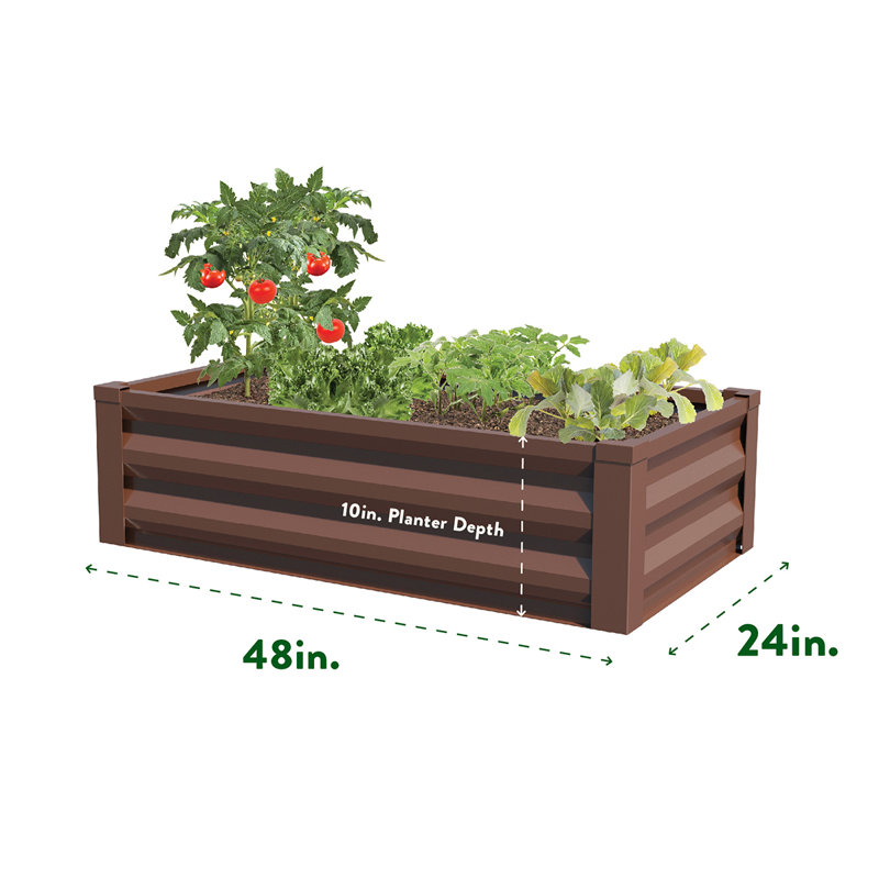 Lit de jardin surélevé en métal 4 pi x 2 pi Alison, Brun
