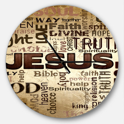 Religious Wall Clock, Jesus Word Cloud Decorative Clock - Jesus Word Cloud