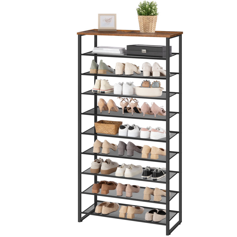 36 Pair Shoe Rack, Dark Brown/Black