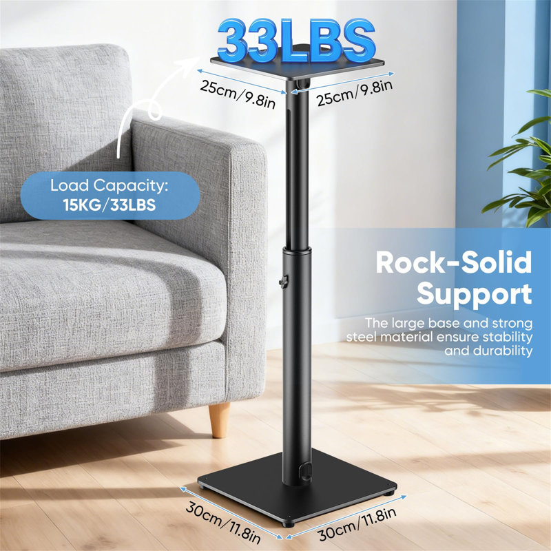 Speaker Stands, Height Adjustable Set Of 2