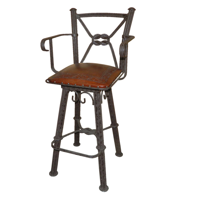 Western Swivel Upholstered Stool with Metal Frame