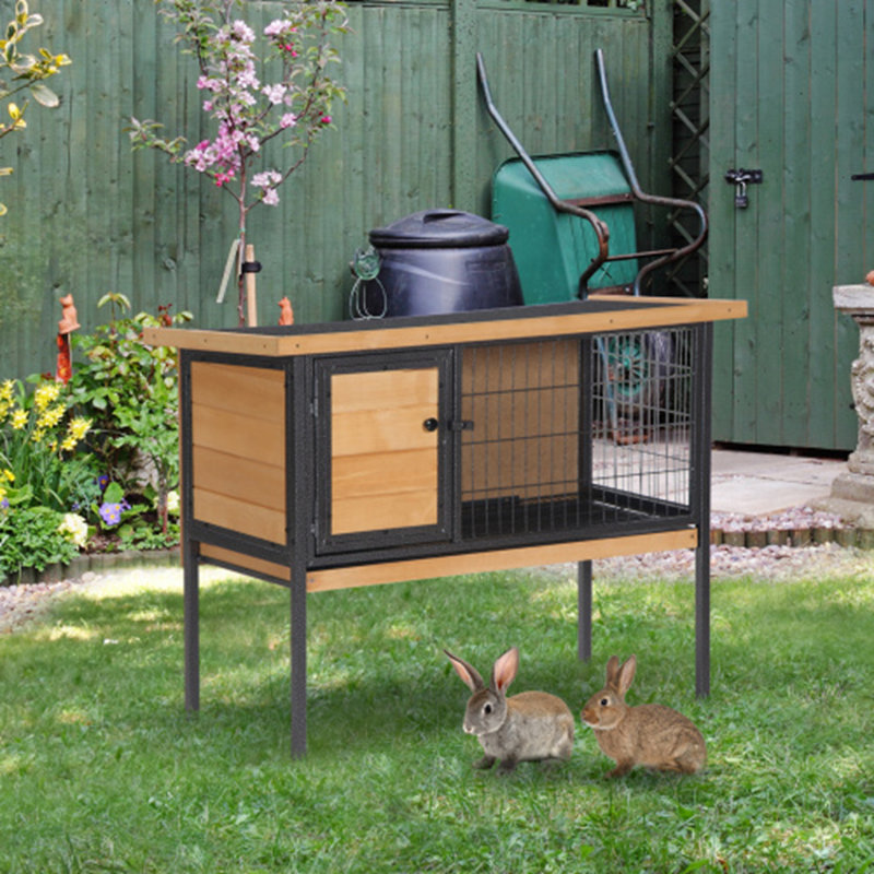 Cage à lapin surélevée pour petits animaux avec cadre en métal