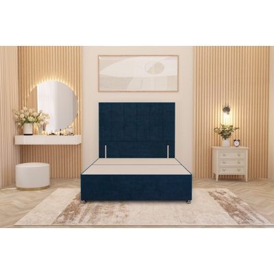 Asterin Divan Bed Base with 54" Floor Standing Headboard Plush Velvet
