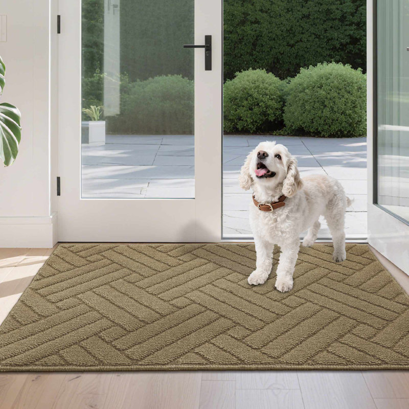 Non-Slip Geometric Indoor Doormat, Beige, 81.3cm W x 121.9cm L
