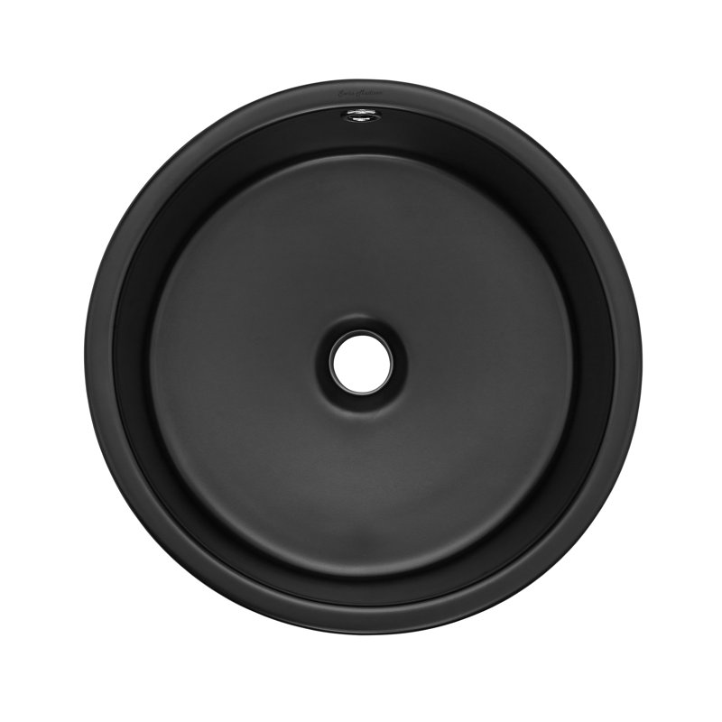 Monaco Round Ceramic Bathroom Vessel Sink, Matte Black