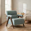 Chaise d'appoint Mid-Century moderne - structure en bois massif, revêtement en polyester touffeté vert avec coussin épais