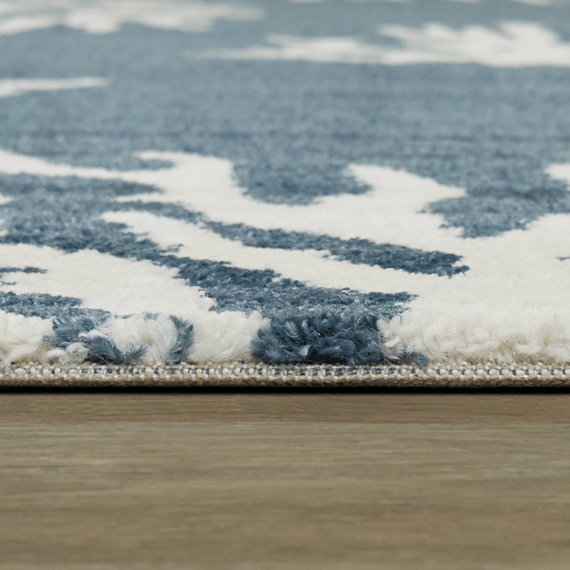 Tapis blanc / bleu Boca, Rectangle 7 pi 10 po x 10 pi