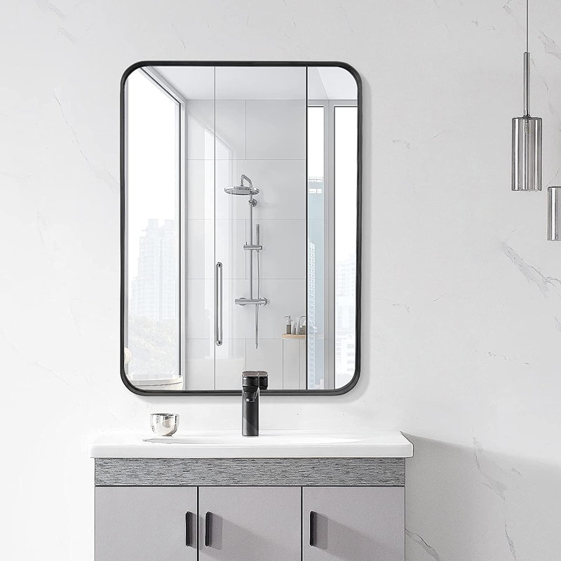 Squad Metal Flat Wall Mirror, 32" H x 24" W x 1.10" D