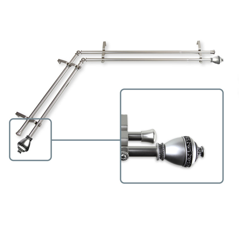 Tringle à rideaux double ajustable Kinbrae, H 48 po x l 84 po, Nickel satiné