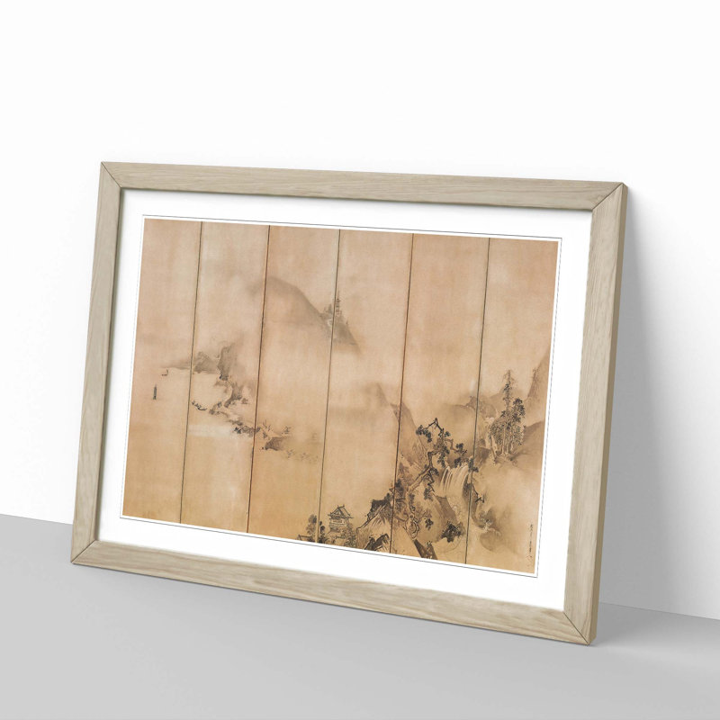 Landscape of the Four Seasons by Kano Tan'yu - Picture Frame Painting Print, 36cm H x 48cm W x 2cm D, Oak Framed