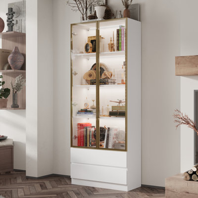 Display Cabinet With Adjustable Lights And Tempered Glass Door by Wrought Studio