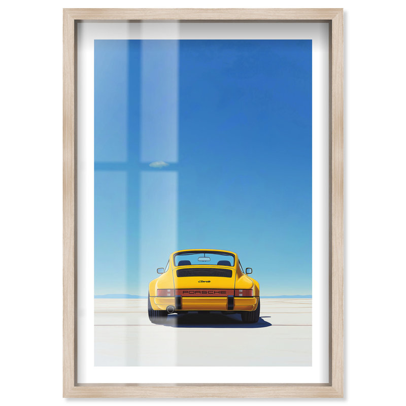 «Yellow Car Shadowbox» par Notoriart, H 25 po x l 17 po, Crème, crème
