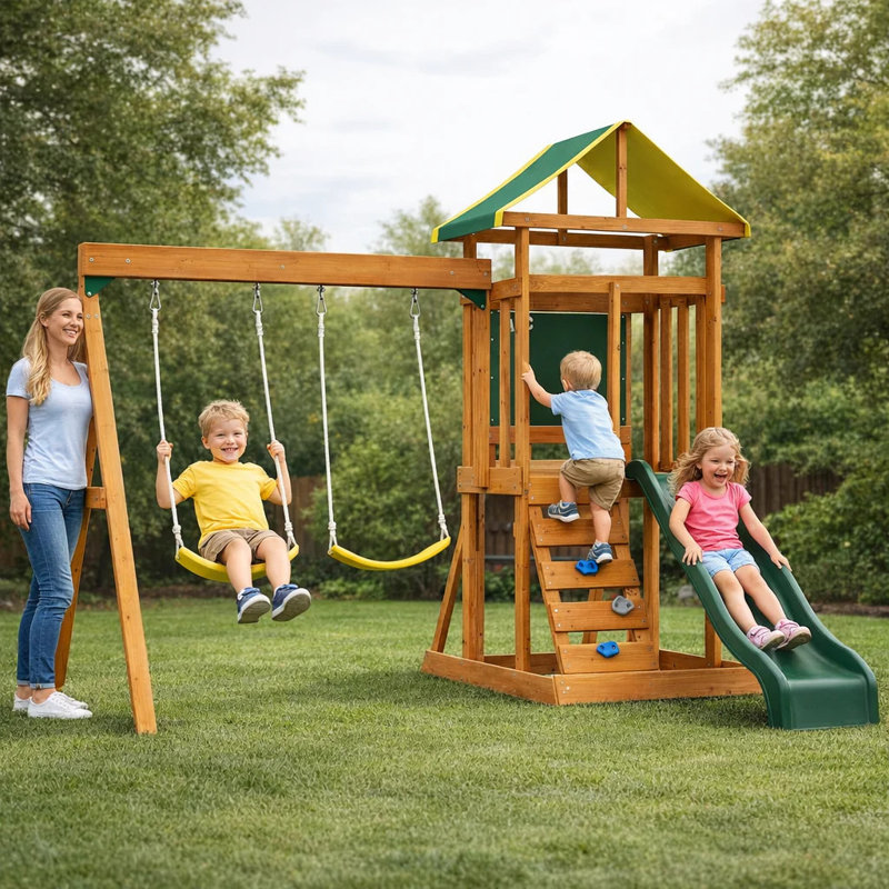 Ensemble de jeu en bois pour la cour extérieure