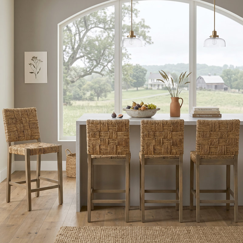 Tabouret de comptoir Minkler, 4, Brown/Banana Leaf