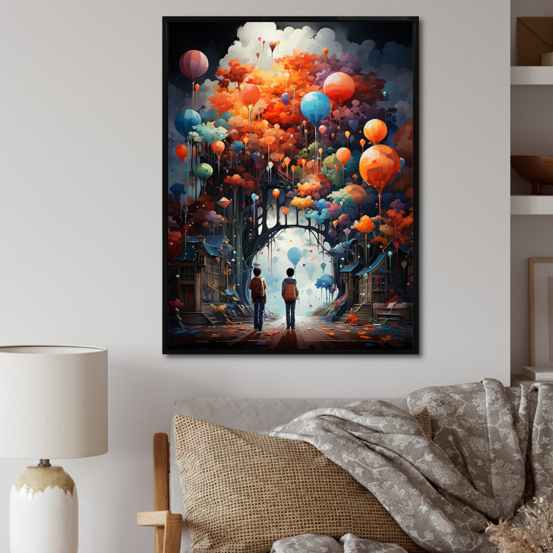 " Schools Boys Infinite Knowledge ", 44" H x 34" W x 1.5" D, Black Floater Frame