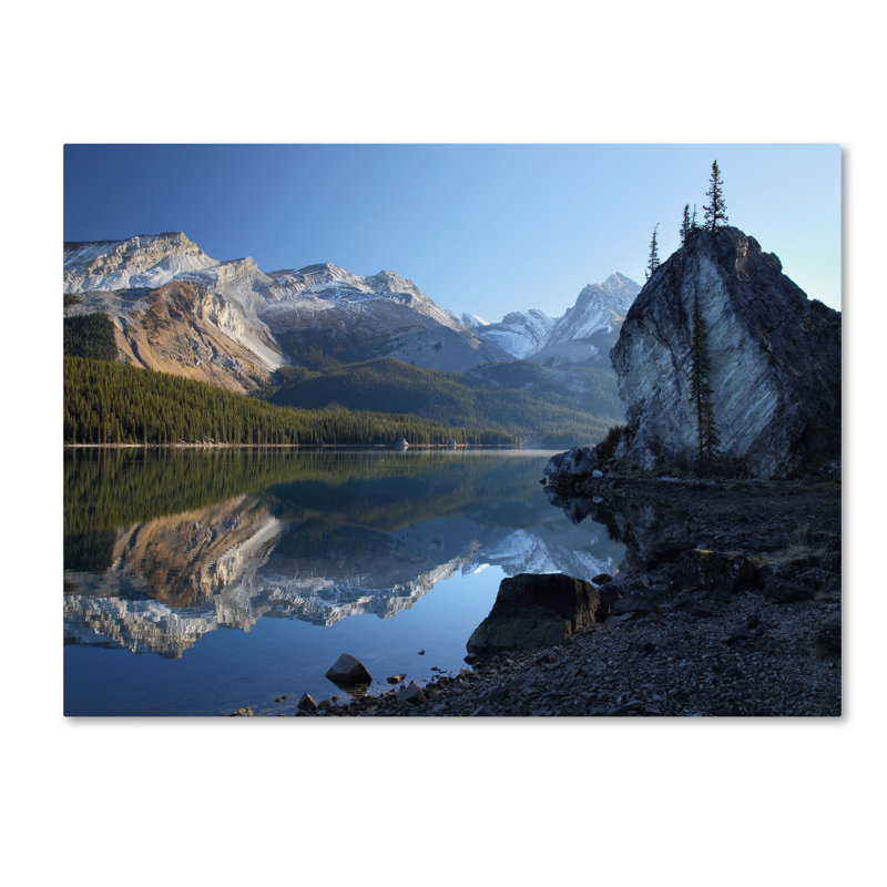 « jasper maligne lake » par pierre leclerc,, reproduction de photo sur toile, H 14 po x l 19 po x P 2 po