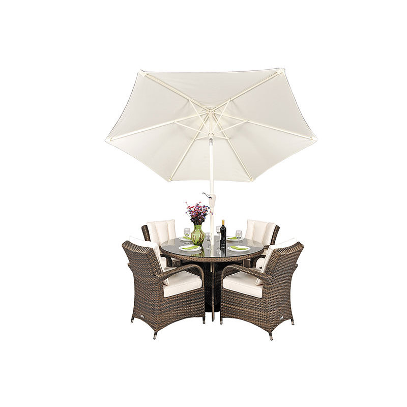 Harpenden 4 - Person Wicker Patio Dining Set with Round Table , Cushions Included