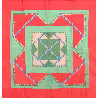 Antique Quilt America Coral 1920s Rug