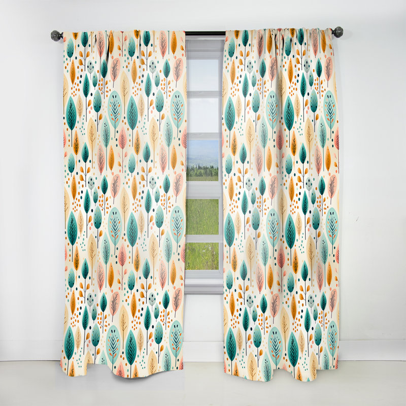 Motif de forêt pastel aux couleurs pastel III - Rideau floral - Rideau floral obscurcissant - 1 panneau, L 52 po x L 63 po