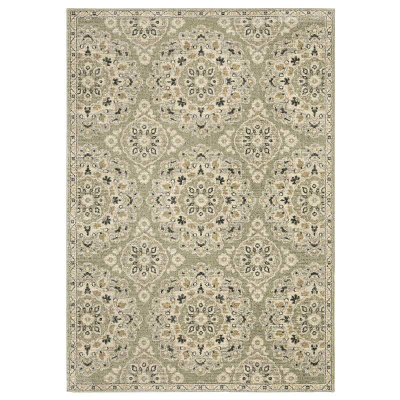 Tapis beige tissé à la machine Caryll, Rectangle 7 pi 10 po x 10 pi 10 po