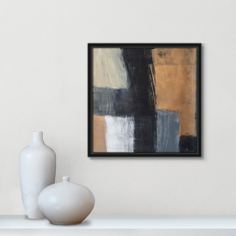 «Metallic Slate II» par Casa Fine Arts, Cadre flottant noir, H 13,5 po x l 13,5 po x P 2 po