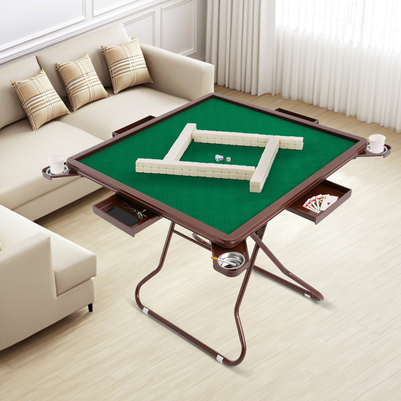 Table de Mahjong avec 4 porte-gobelets et 4 tiroirs pour 4 personnes, table de Mahjong pliable, table de Mahjong portable