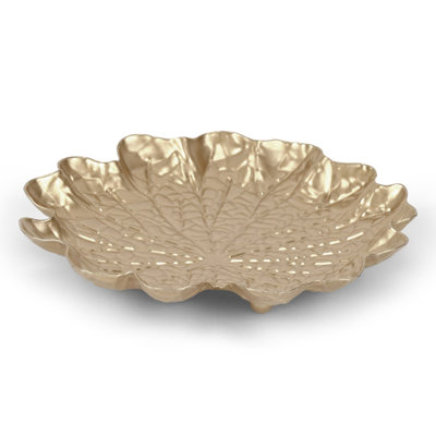 6" Gold Metal Handmade Lily Pad Trinket Tray