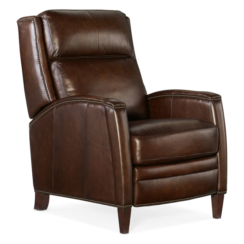 Dunsten Manual Push Back Recliner, Manual, Dark Brown Genuine Leather
