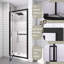 Porte de douche à double pivot 32 po x 72 po à cadre pivotant noir, verre trempé transparent de 1/4 po, enceinte pliante peu encombrante avec poignée en acier inoxydable, installation réversible-131495480