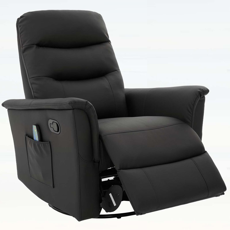 Manual Recliner Chair with 8-Point Massage,Rocking,and Swivel Function, Black