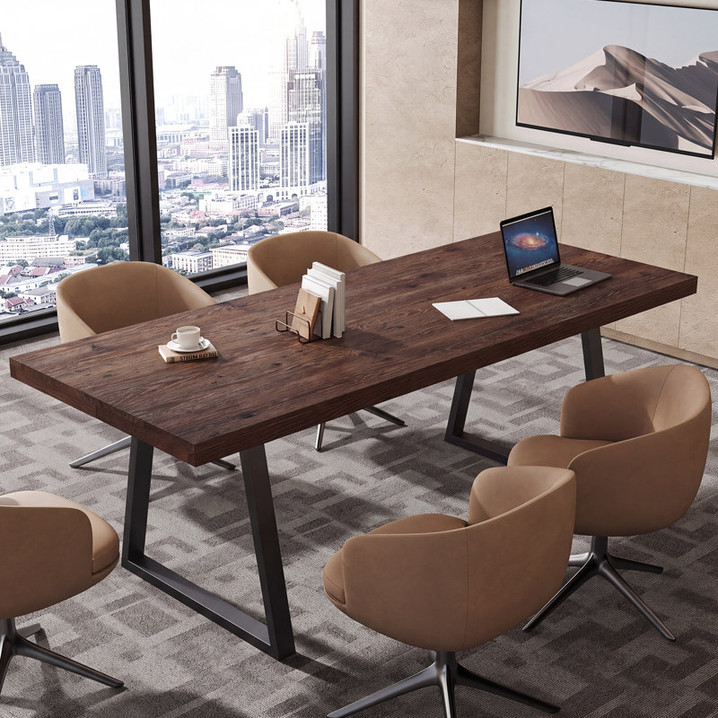 Bureau de direction 63 "en bois massif industriel, Dark Brown