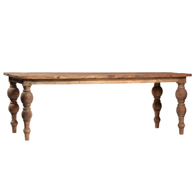 Campbell Rectangular Reclaimed Mindi Wood Carved 4-Leg Dining Table