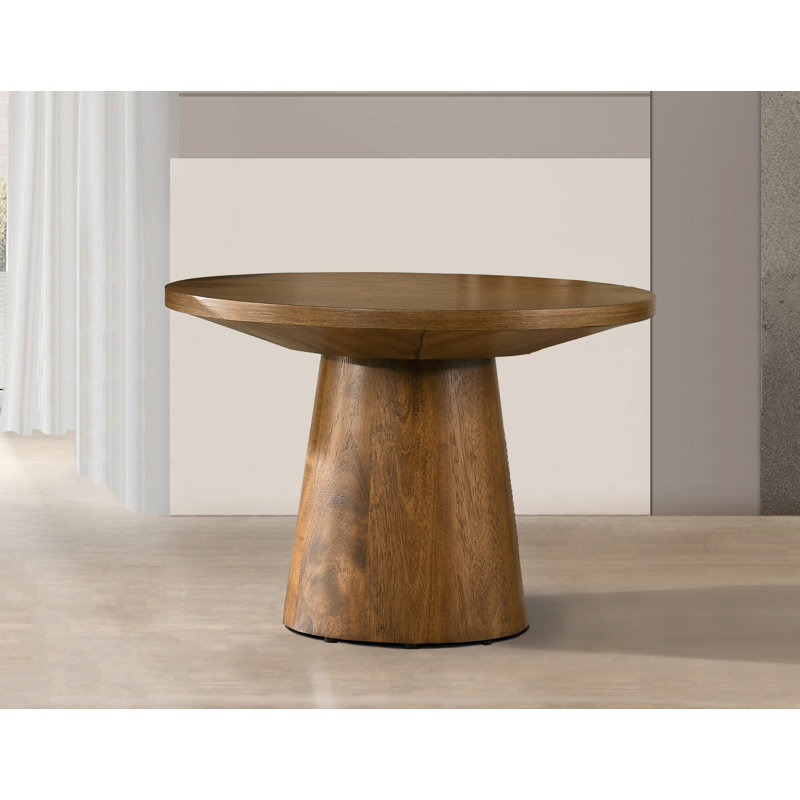  Andreacchio Pine 22" Round Wood End Table, Walnut