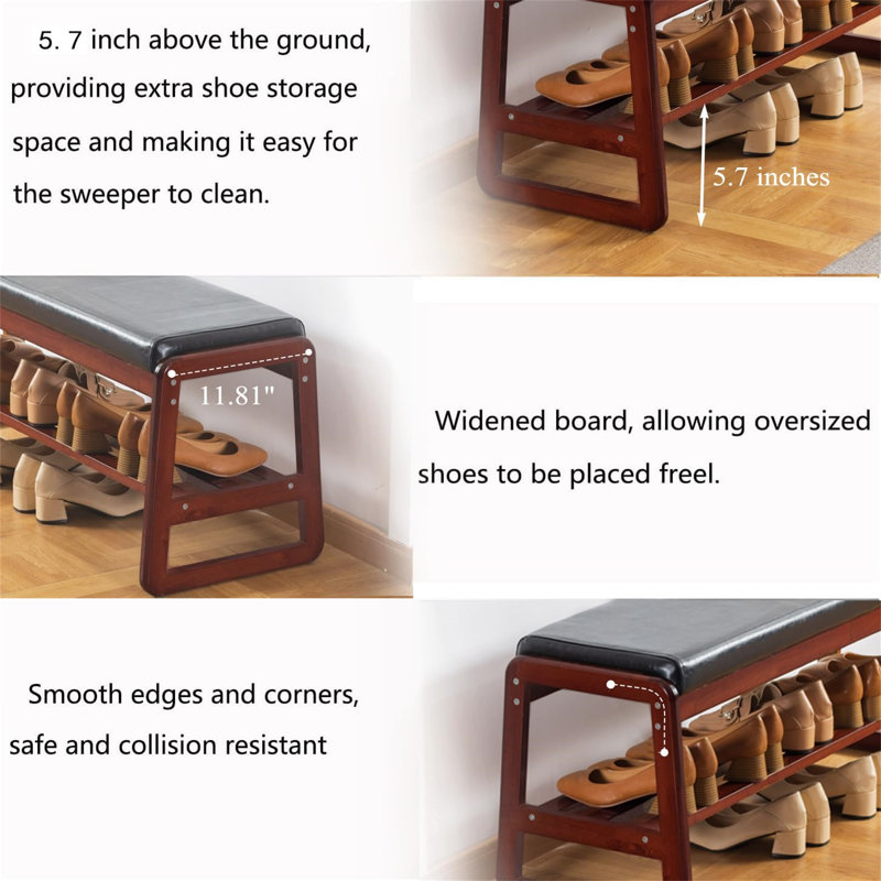 4 Pair Solid Wood Shoe Rack