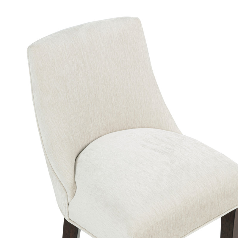 Beever Modern Chenille Upholstered Rubberwood Bar Stool in Cream, Bar Stool (32.7" Seat Height), Cream
