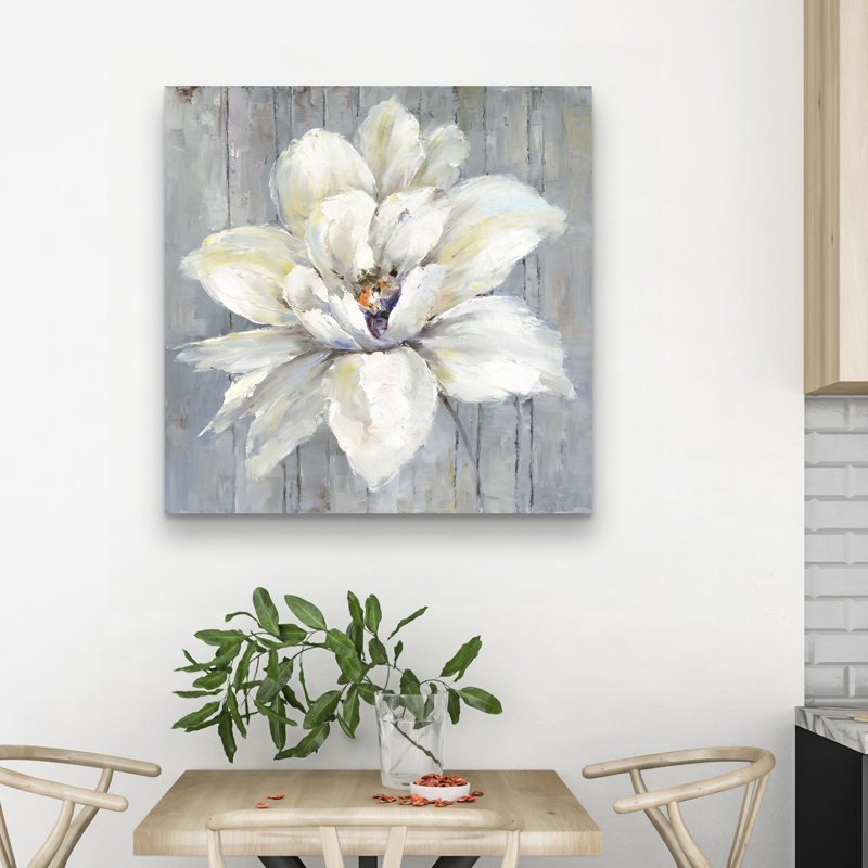 flower on wood - 32"x32" art on canvas
