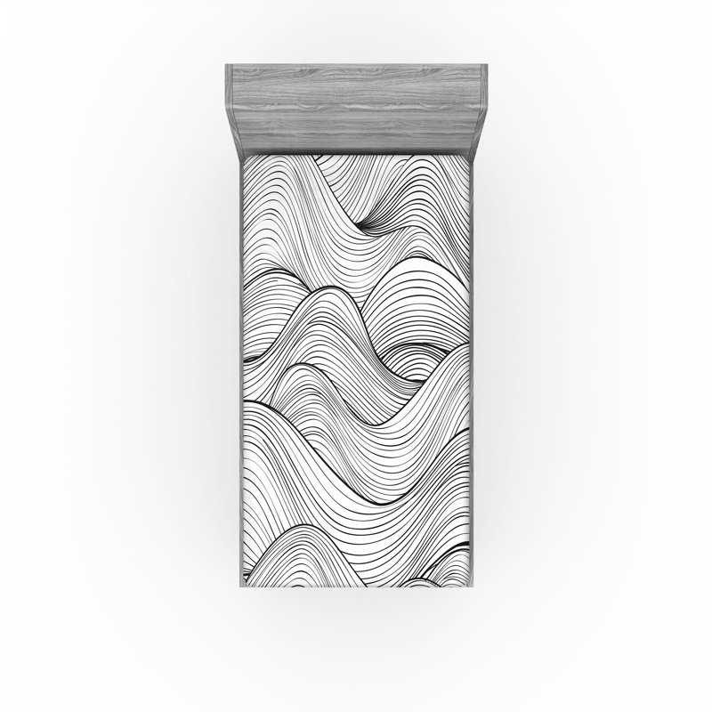Drap-housse Ambesonne, paquet de 2, Drap-housse de taille simple, Gris anthracite, gris, blanc / abstrait