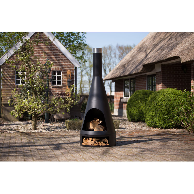Kingston Cylinder Clay Wood Burning Smokeless Chimnea, 162 cm H x 55 cm W